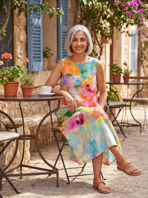 Frida · Vestido de Acuarela Multicolor