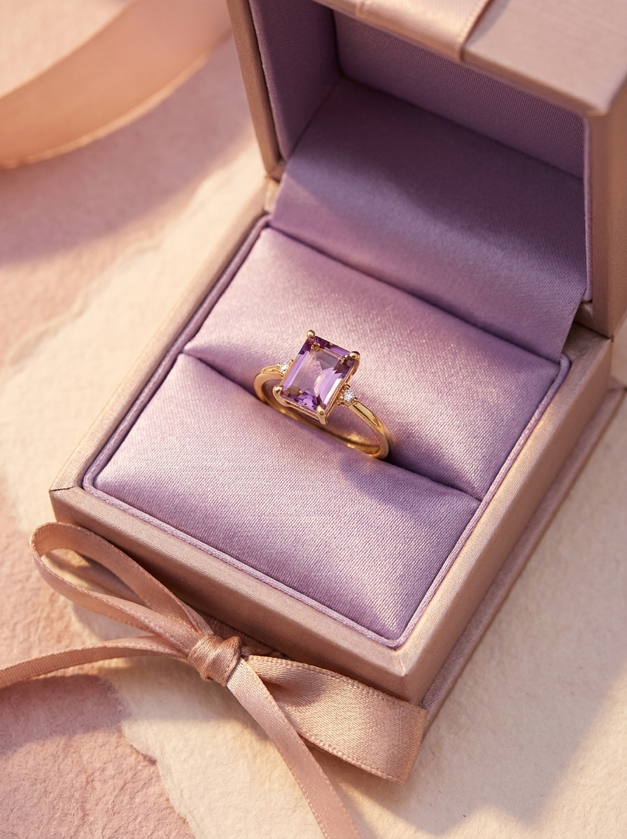 Purple topaz ring gift box