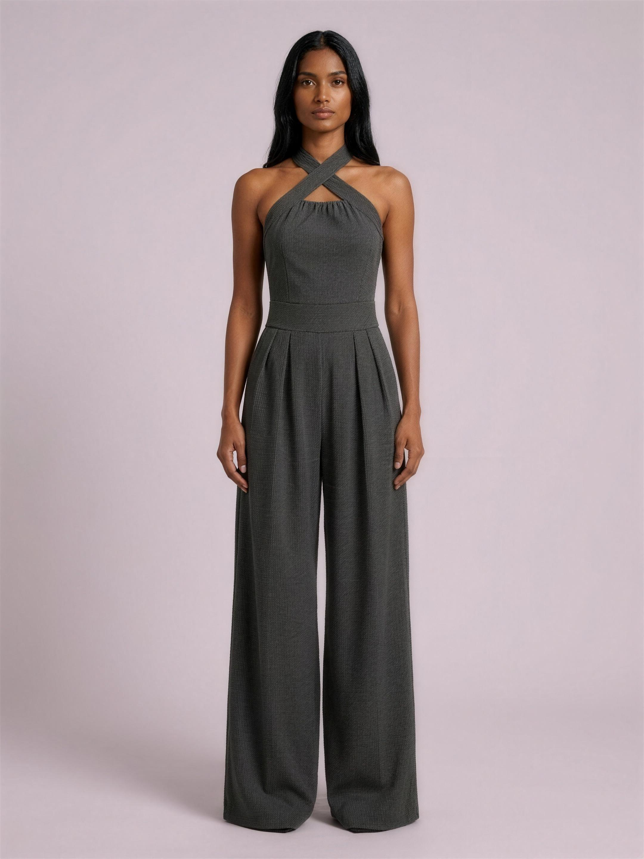 Halter jumpsuit dark gray studio