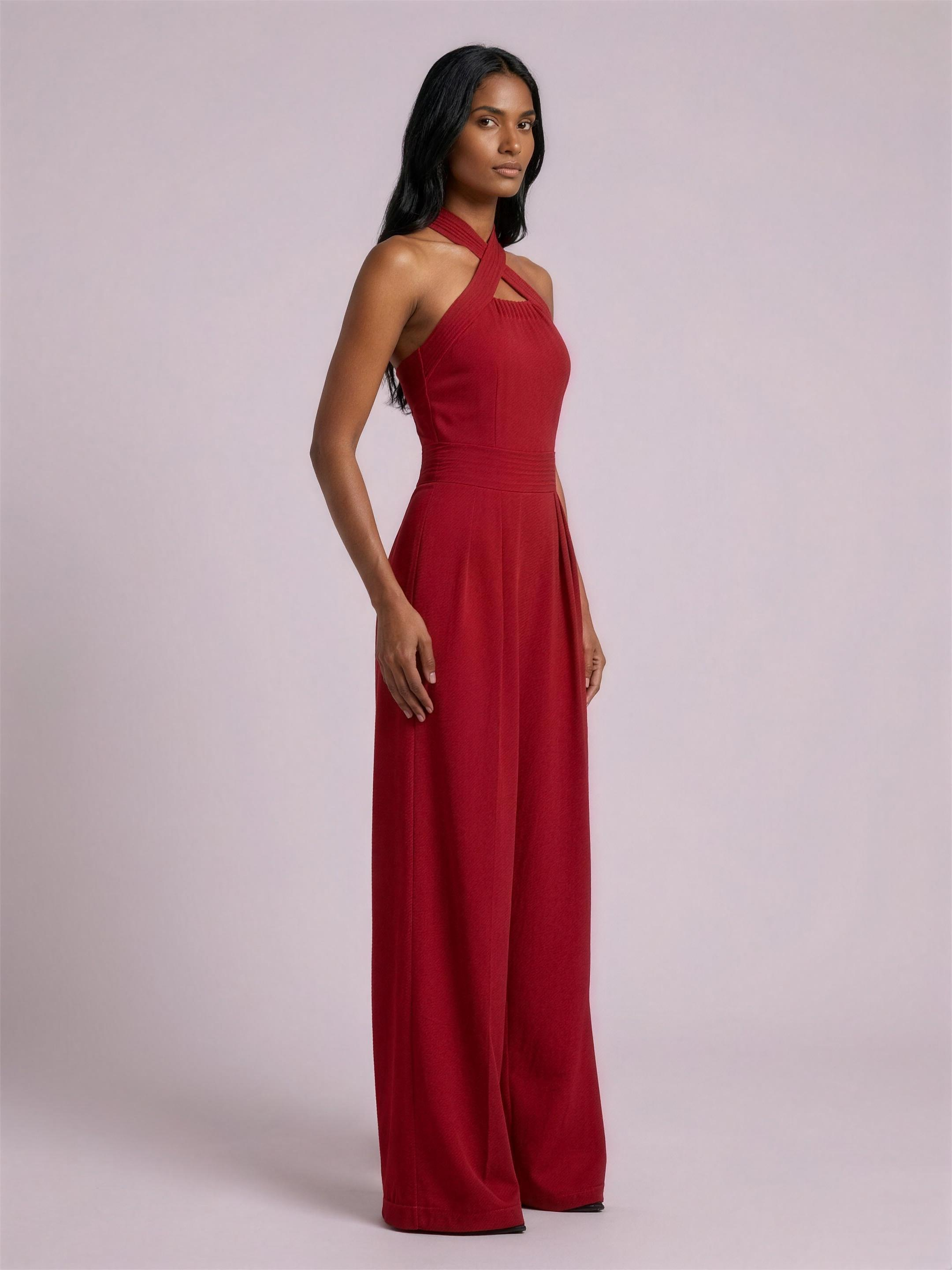 Halter jumpsuit red studio