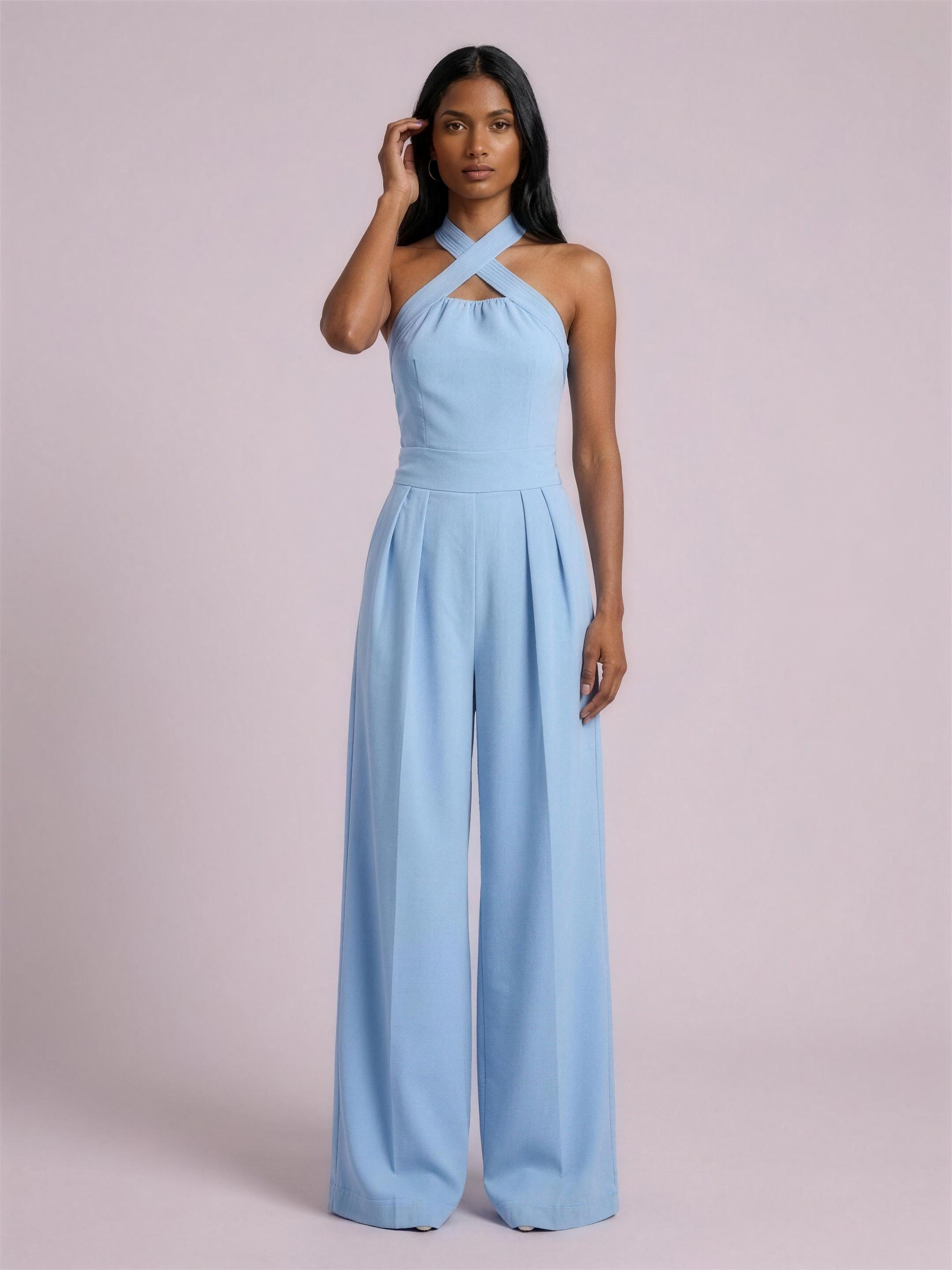 Halter jumpsuit sky blue studio