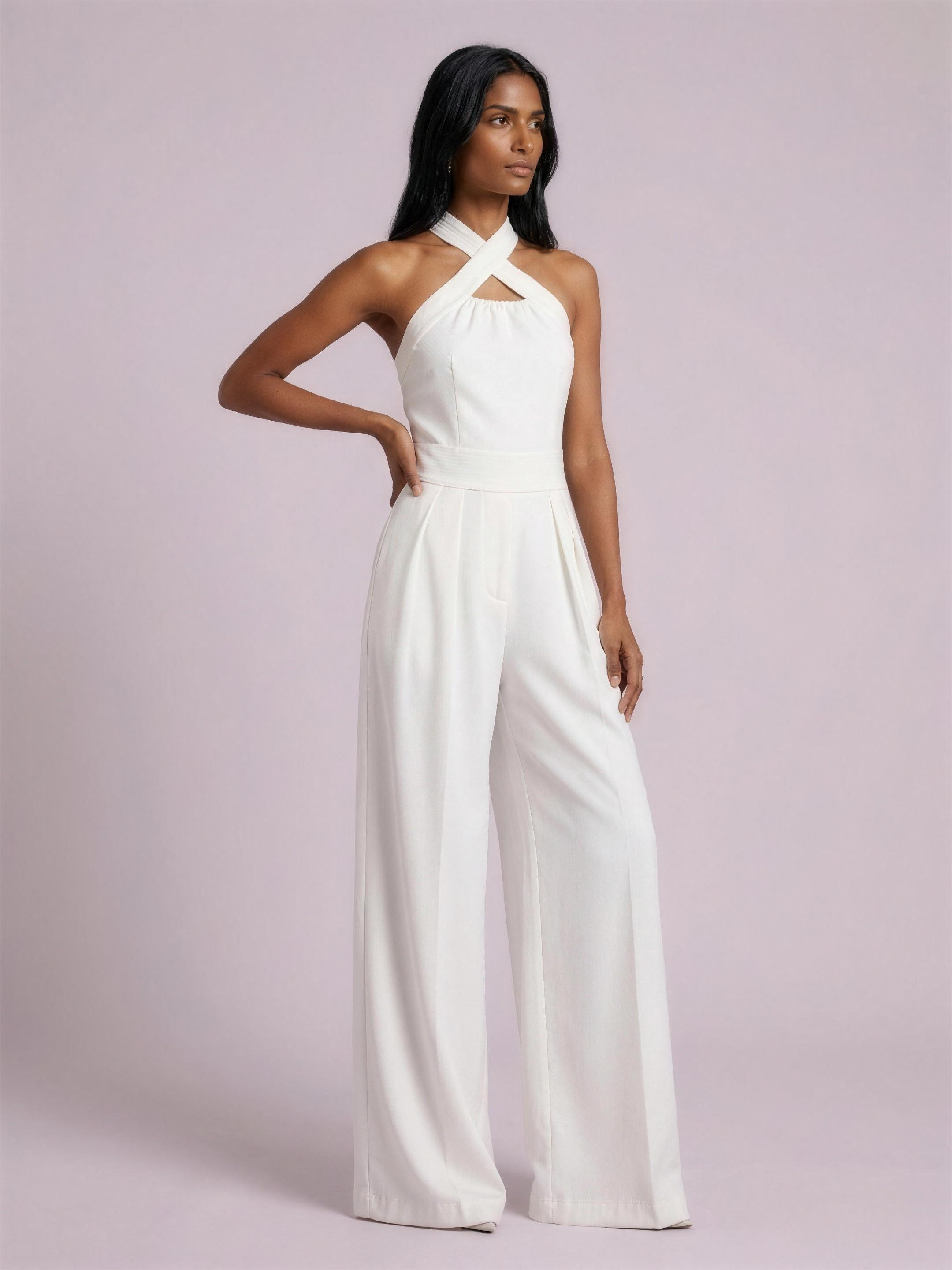 Halter jumpsuit white studio
