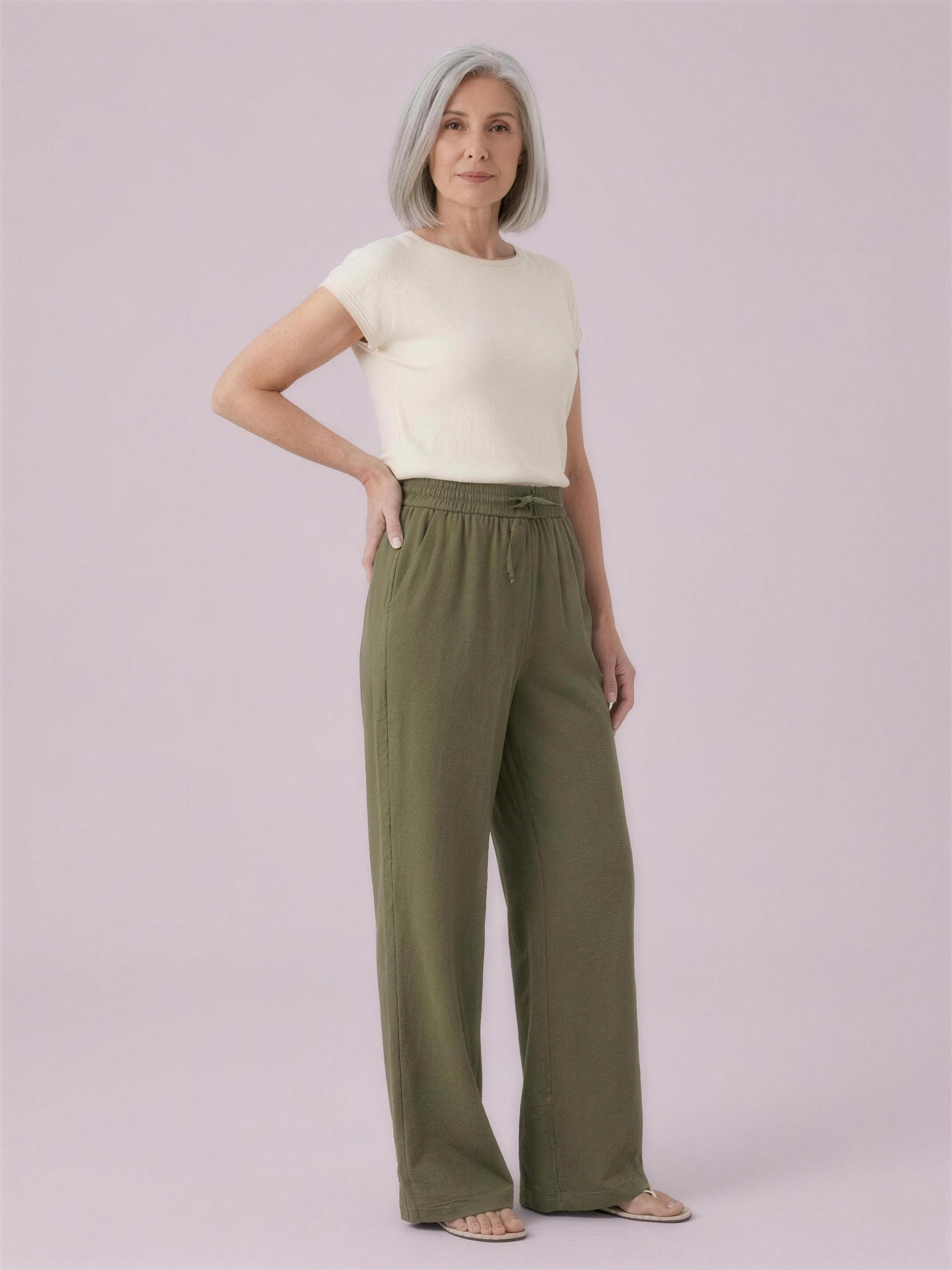 Wide-leg trousers army green studio