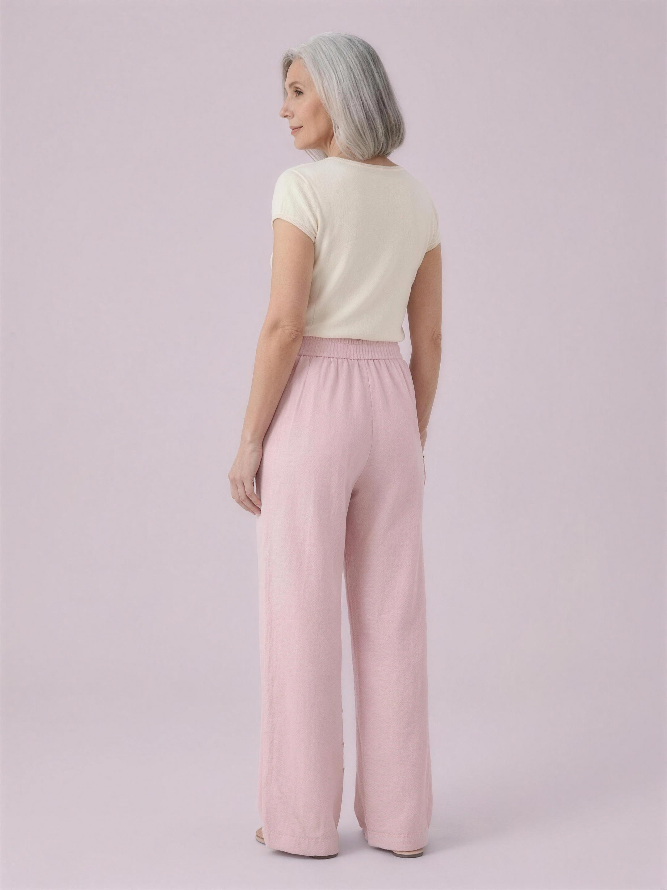 Wide-leg trousers light pink studio