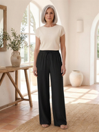 Wide-leg trousers black front lifestyle