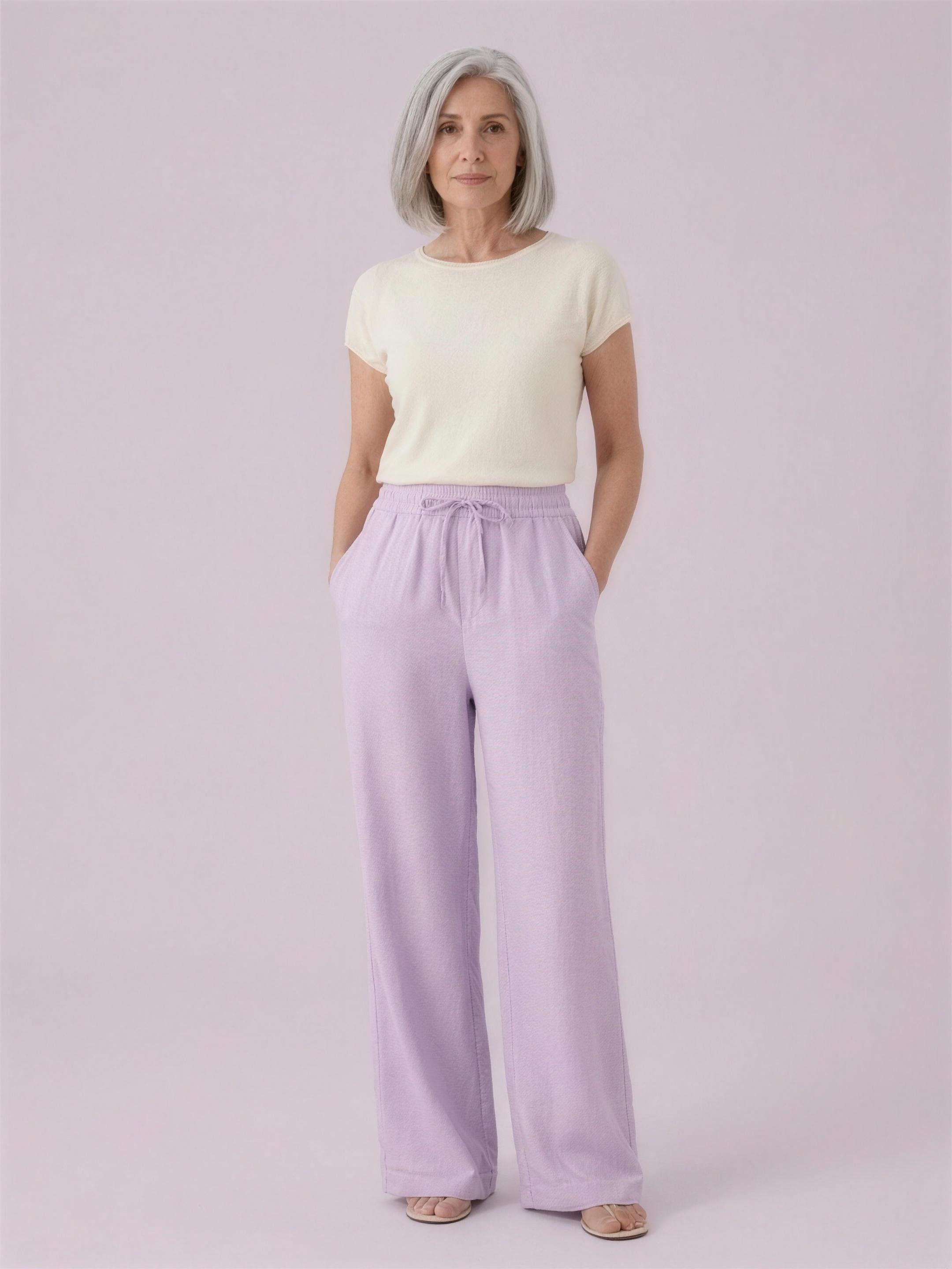 Wide-leg trousers light purple studio