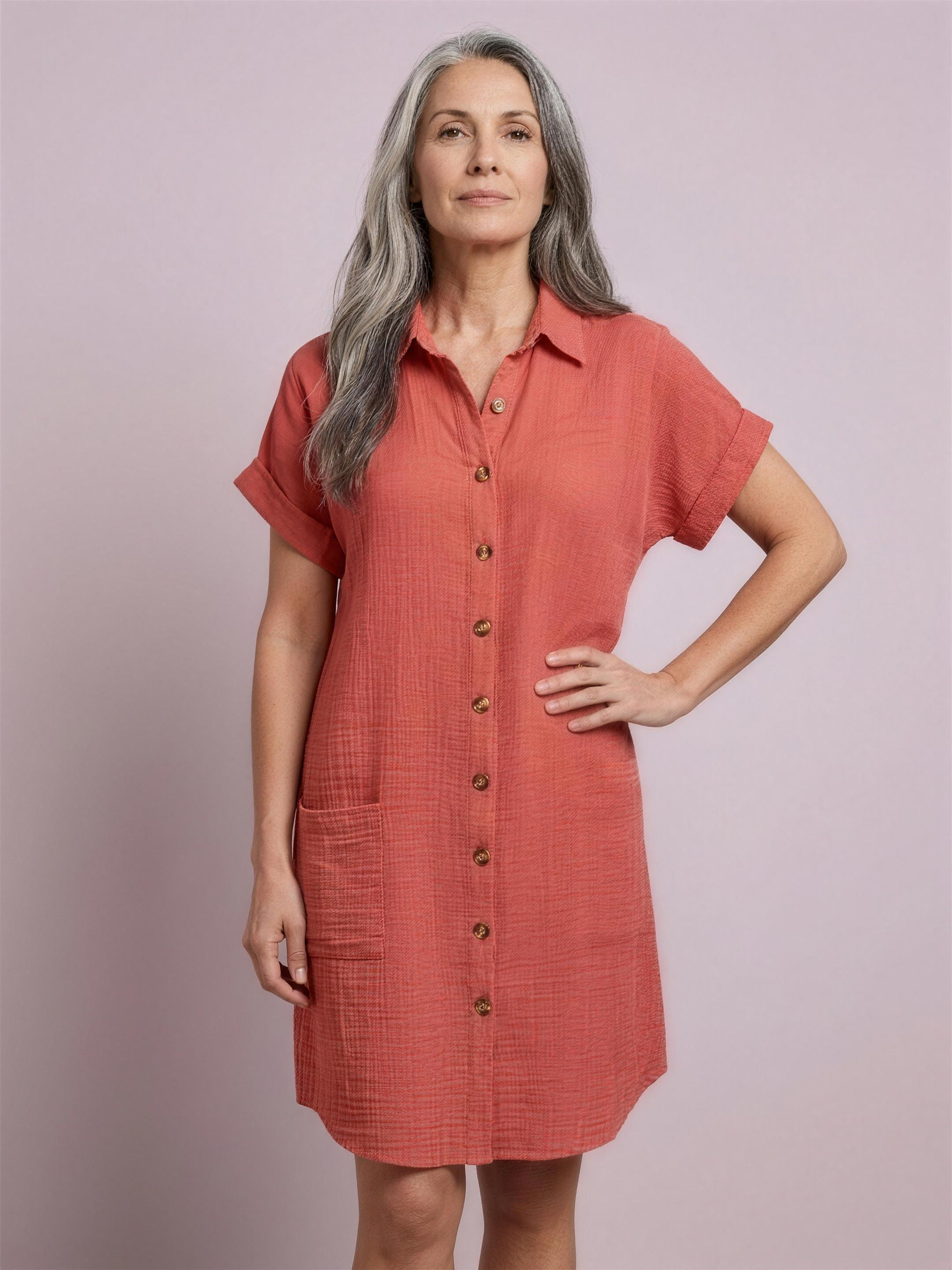Shirt dress watermelon red studio