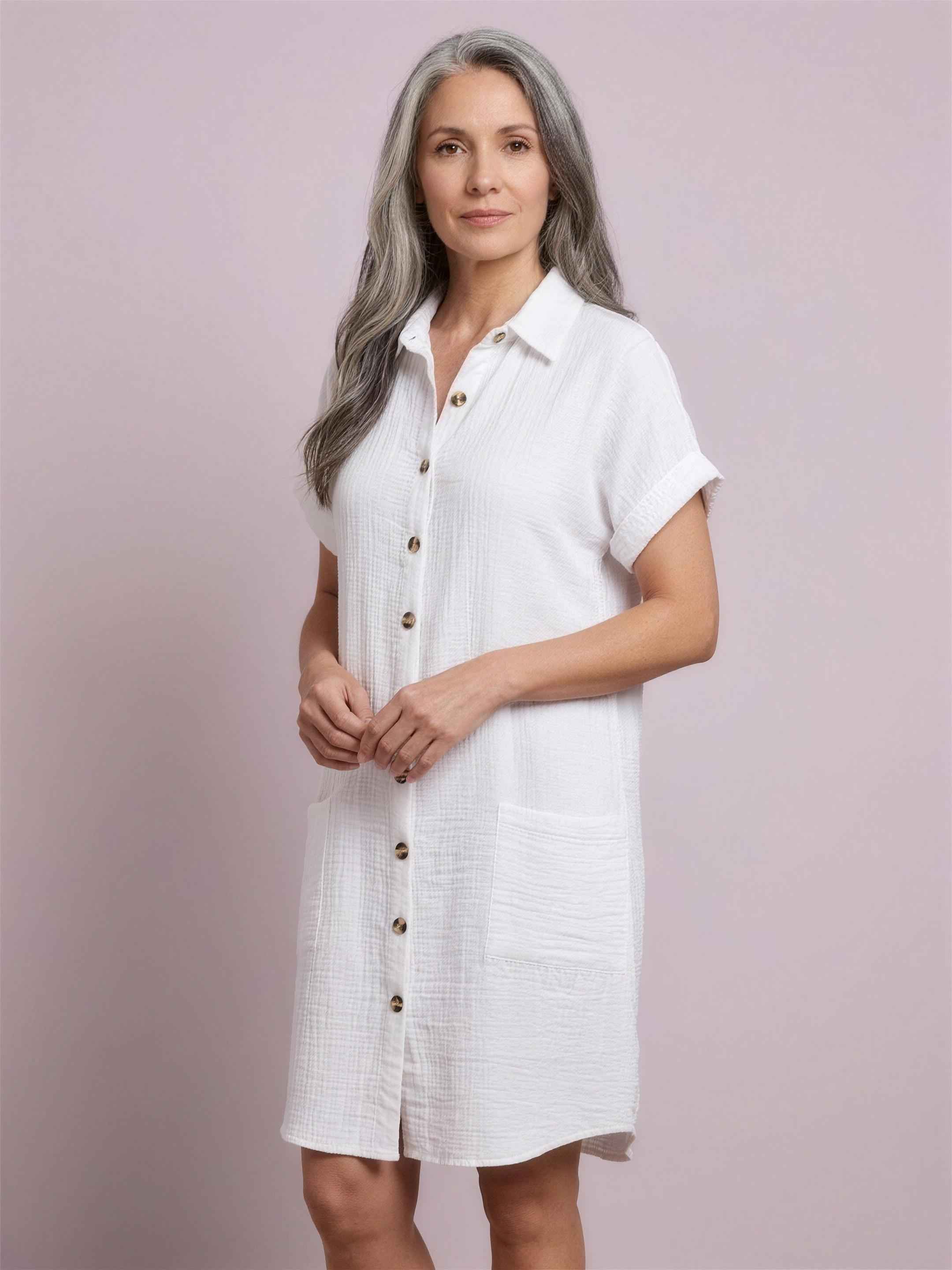 Shirt dress white studio