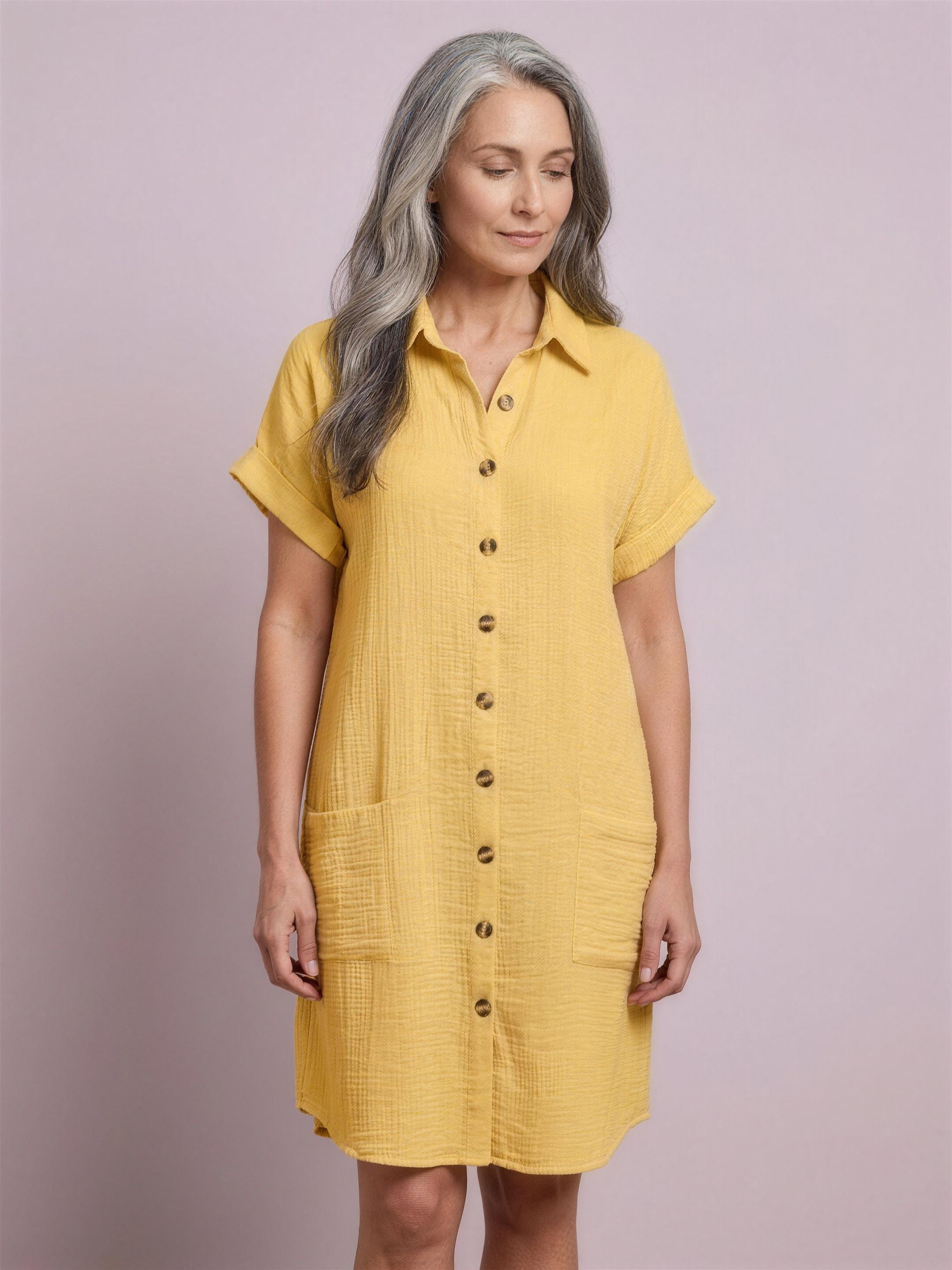 Shirt dress yellow studio