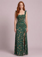 Green floral maxi dress studio
