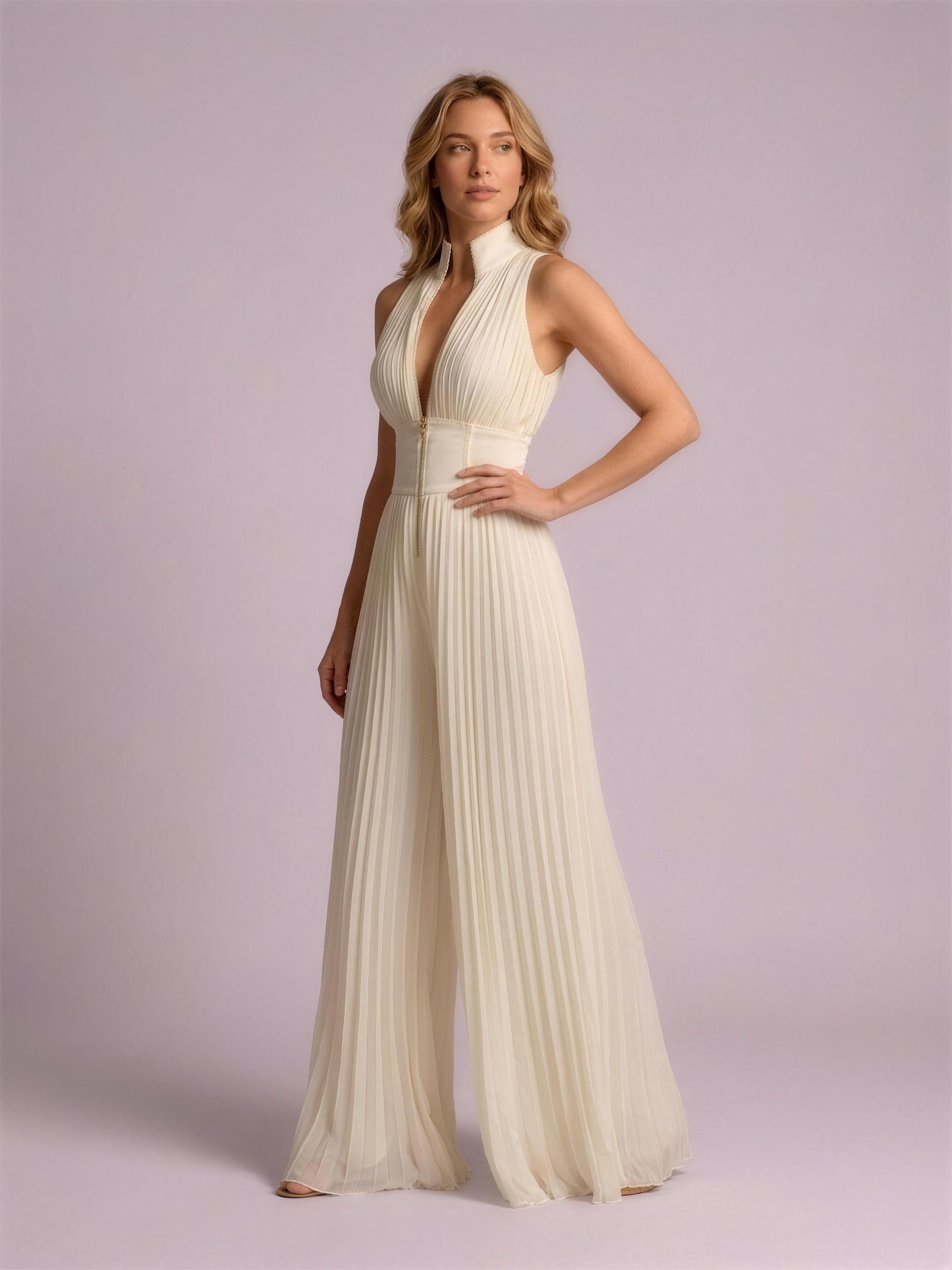 Off white pleated jumpsuit studio