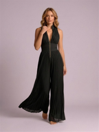 Black pleated jumpsuit studio