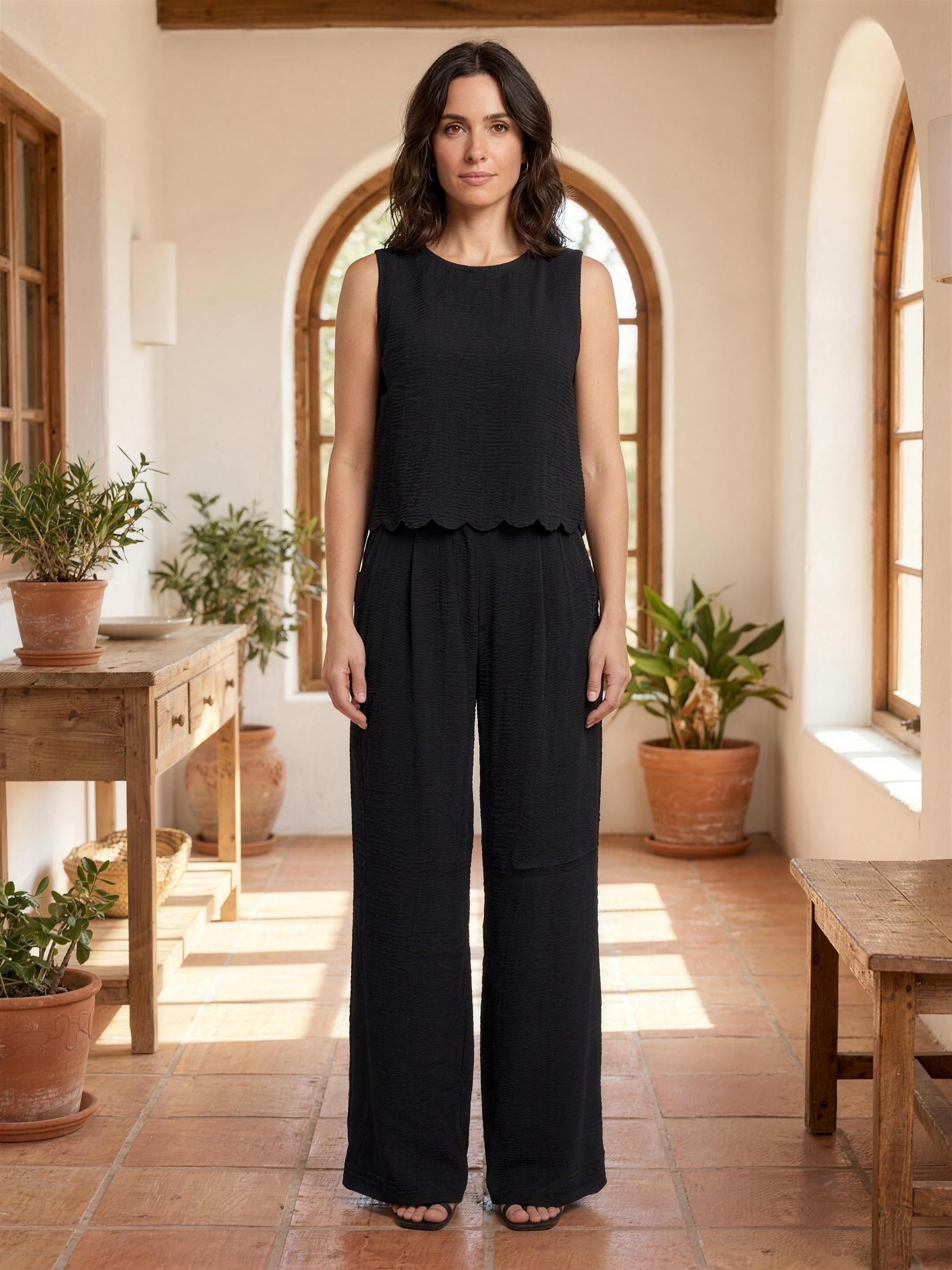 Vest and trousers set black front lifestyle