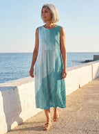 Marisol vestido degradado turquesa, paseo marítimo